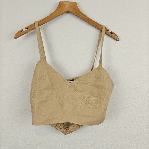 Derek Lam 10 Crosby Linen Gianna Wrap Bustier Tan Crop Top Size 8 Women's - Picture 6 of 15